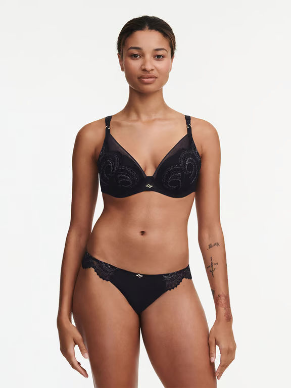 Mystic Dream Lace Plunge Contour Bra Black Lurex - 3