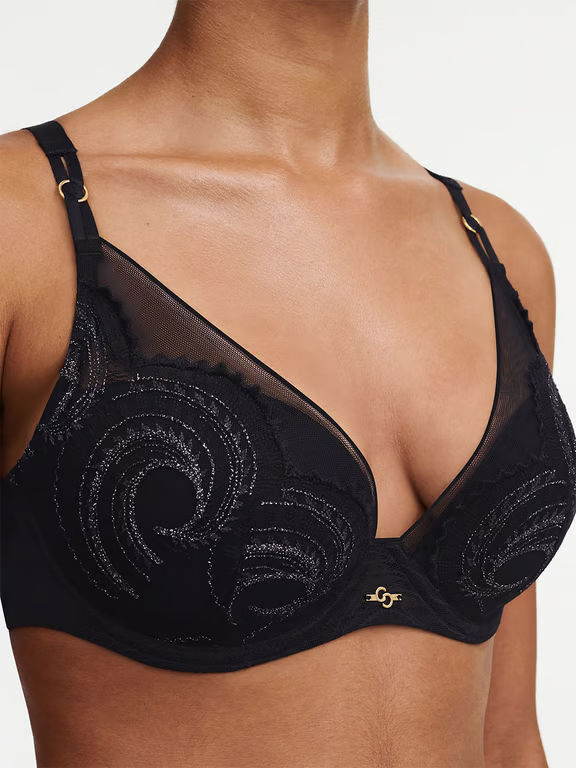 Mystic Dream Lace Plunge Contour Bra Black Lurex - 2