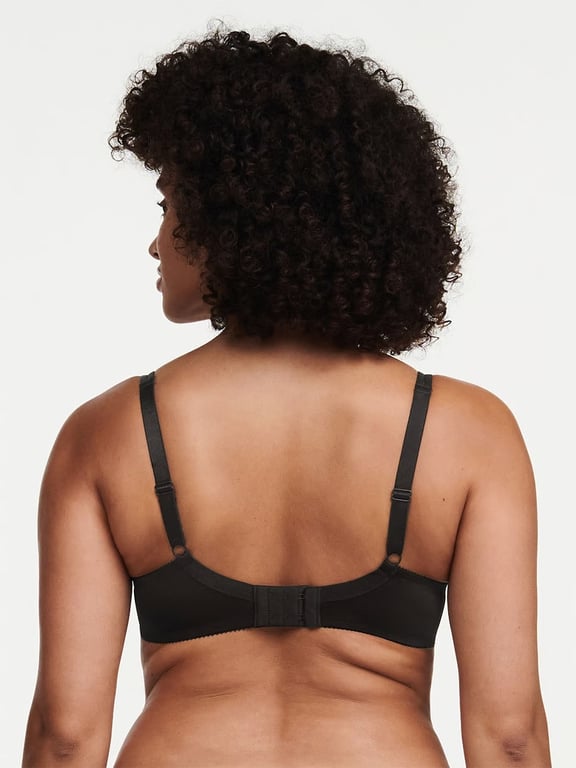 Buy Demi Cup Bra with Transparent Straps & Back In Black - Cotton