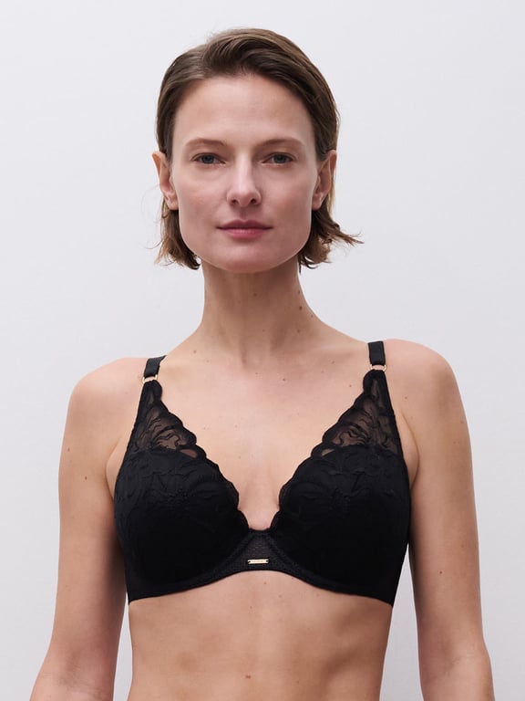 Chantelle | Fleurs - Fleurs Plunging T-Shirt Bra Black - 1