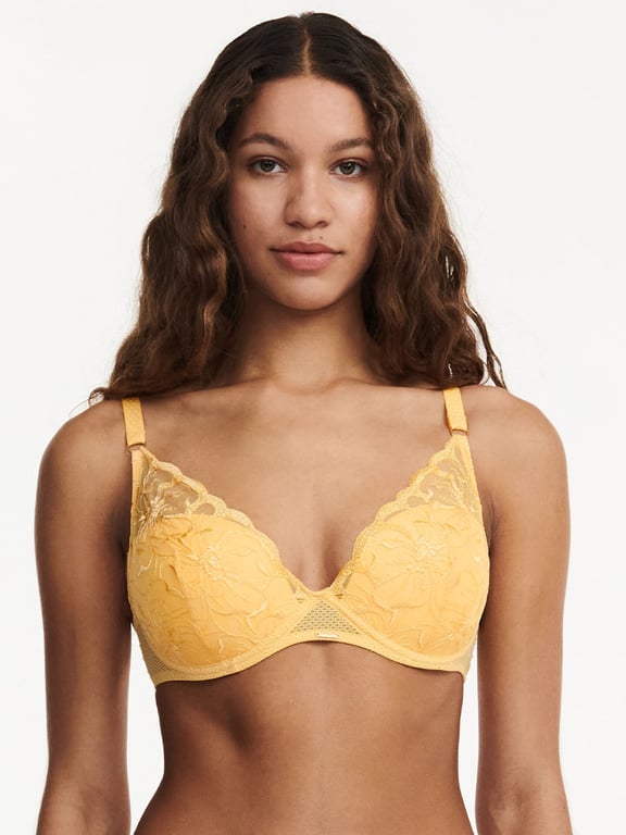 Fleurs Plunging T-Shirt Bra Yellow Sunshine - 0