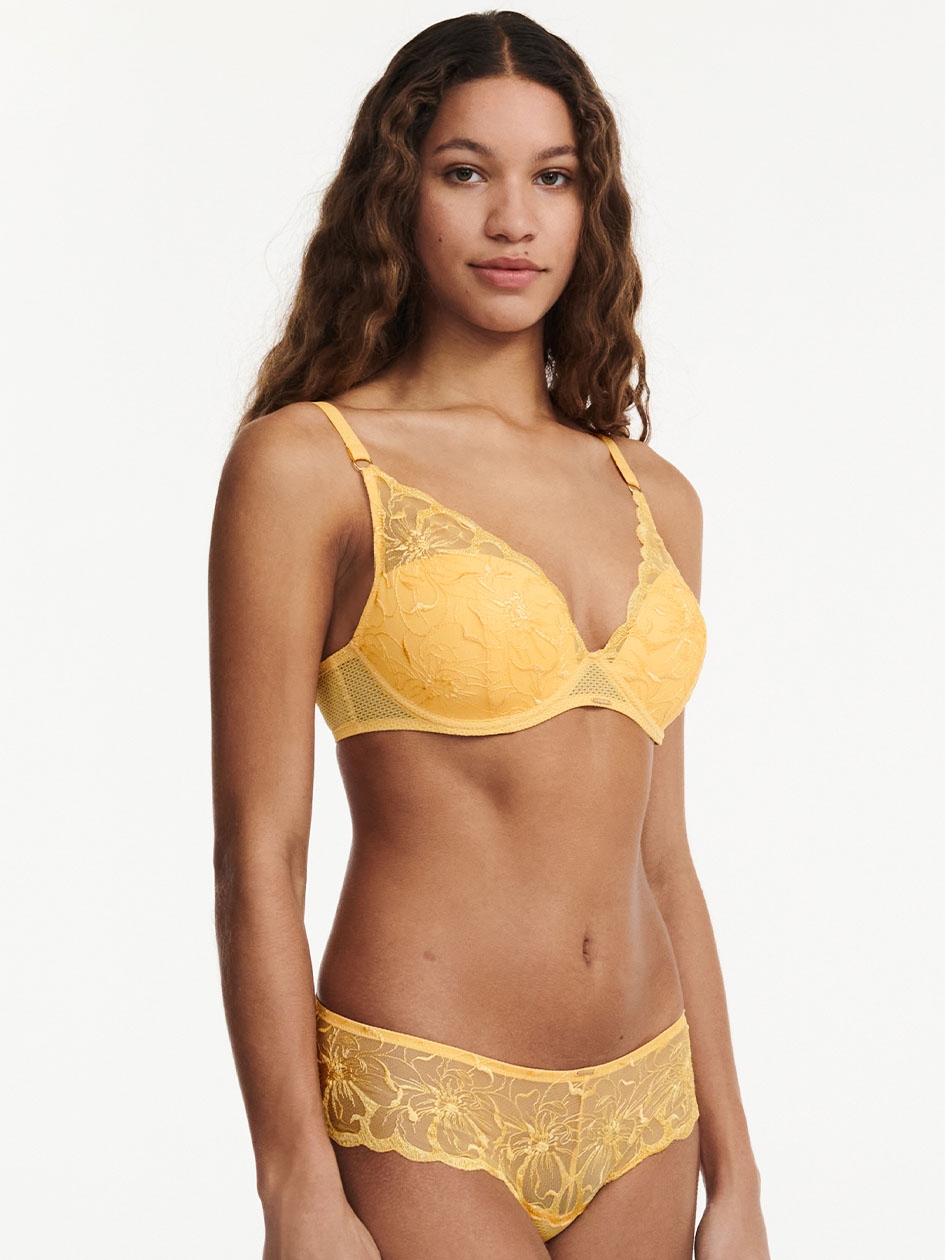 Fleurs Plunging T-Shirt Bra Yellow Sunshine