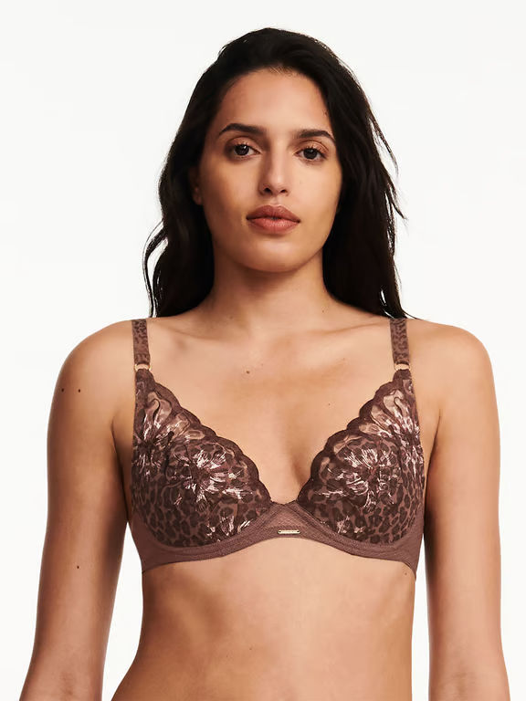 Fleurs Plunging T-Shirt Bra Leopard - 0
