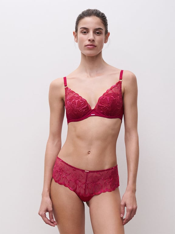 Fleurs Plunging T-Shirt Bra Candy Apple Shades - 4
