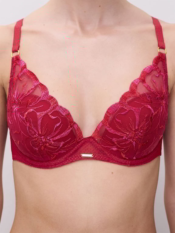 Fleurs Plunging T-Shirt Bra Candy Apple Shades - 3