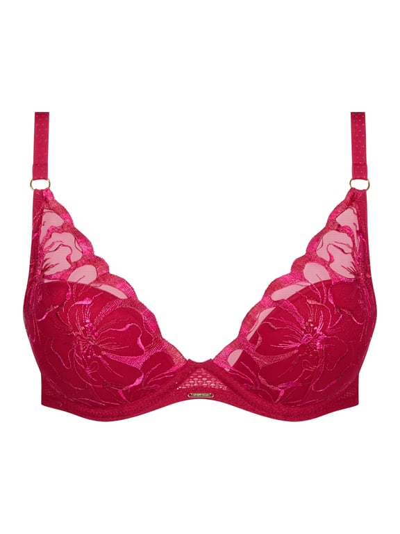 Chantelle | FLEURS - Fleurs Plunging T-Shirt Bra Candy Apple Shades - 2