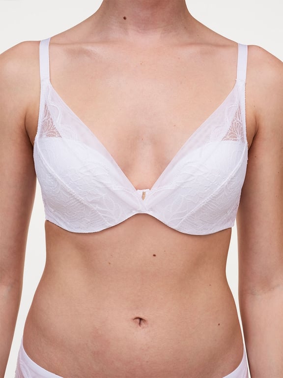 Midnight Flowers Plunge Bra White 