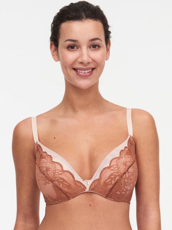 Chantelle | Midnight Flowers - Midnight Flowers Plunge Bra Mocha Bisque - 1