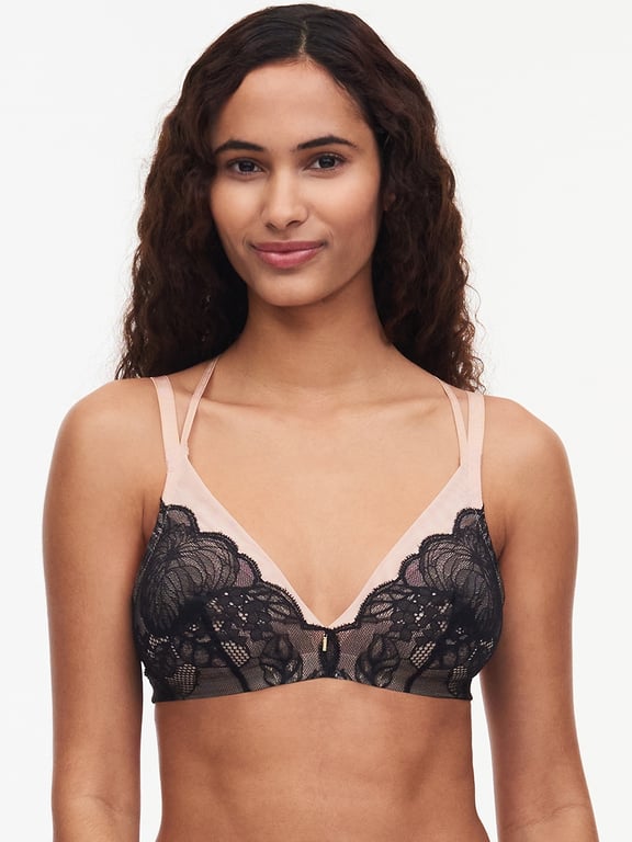 Triangle bralette in French lace PEONY