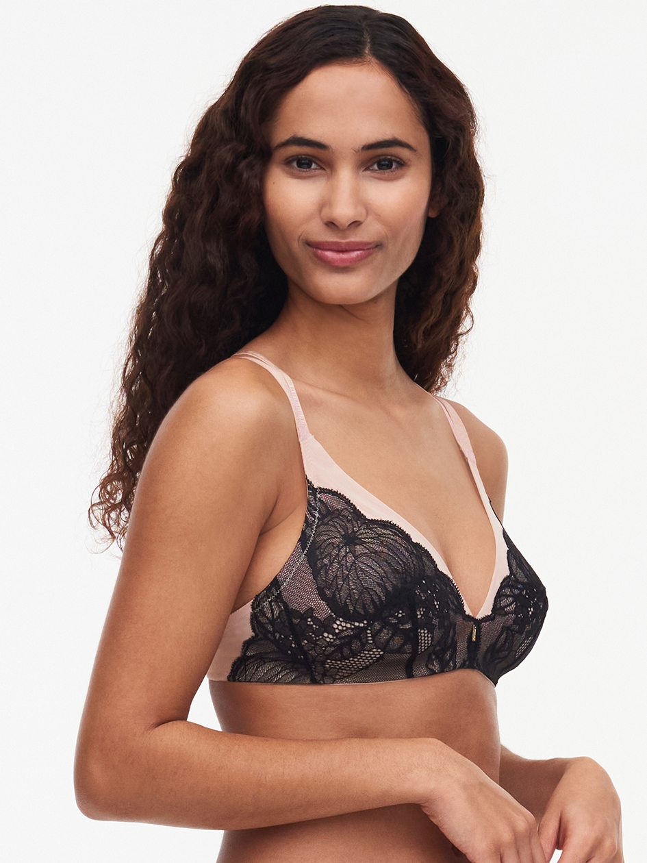 Midnight Flowers Wireless Bra Black