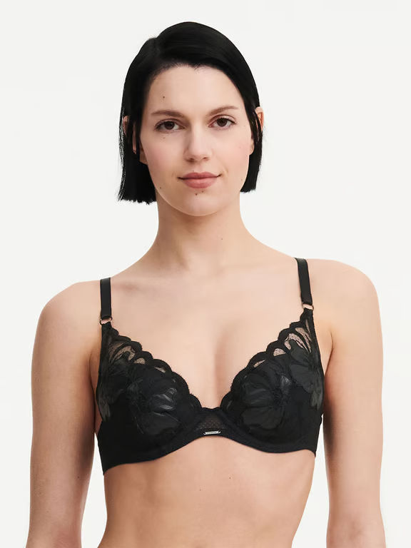 Fleurs Signature Demi Bra Faux Leather Black
