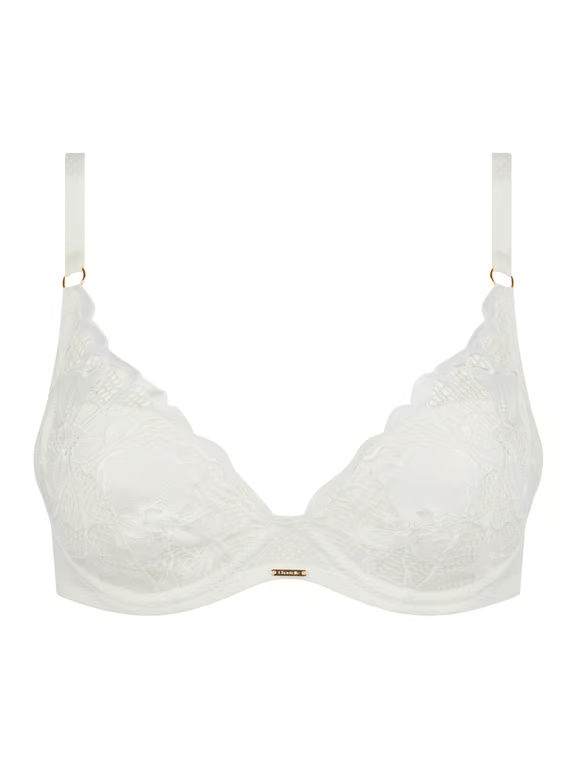 Chantelle | FLEURS SIGNATURE - Fleurs Signature Lace Plunge T-Shirt Bra Satin Milk - 2