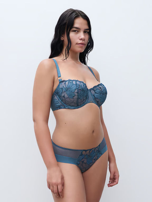 Fleurs Signature Lace Demi Bra Jeans Blue Denim - 4