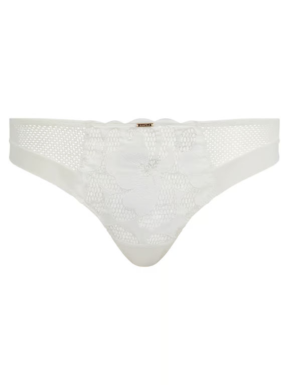 Fleurs Signature Lace Thong Satin Milk - 1