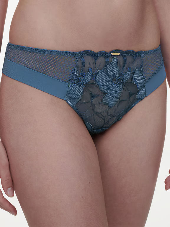 Fleurs Signature Lace Thong Jeans Blue Denim - 3