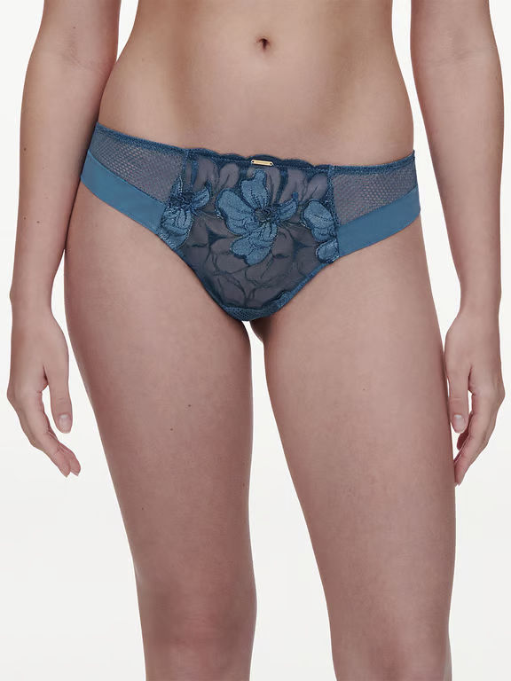 Fleurs Signature Lace Thong Jeans Blue Denim - 0