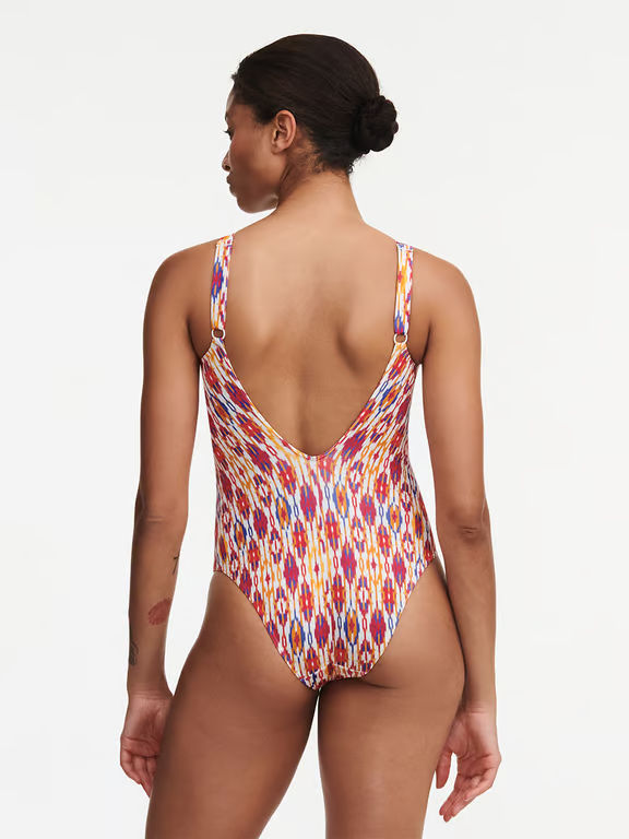 Devotion Wireless Swimsuit Red Ikat - 1