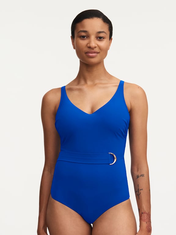 Celestial Plunge Underwire Swimsuit Deep Blue - 1