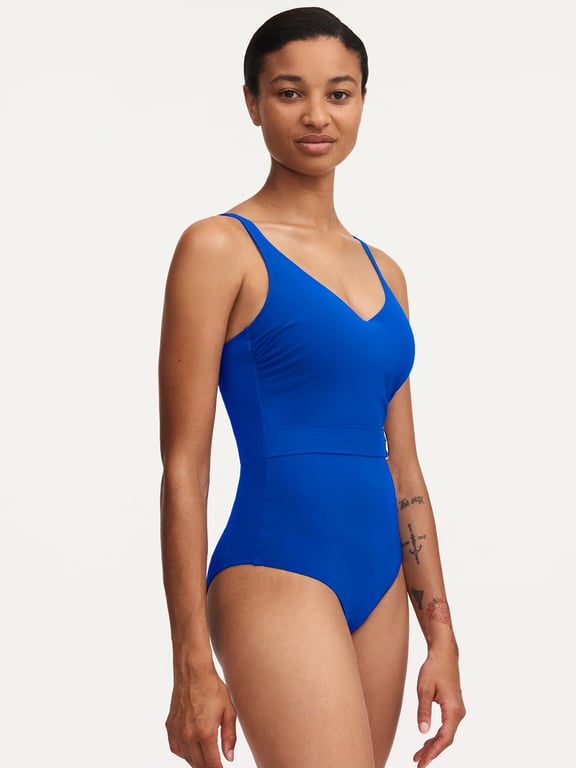 Celestial Plunge Underwire Swimsuit Deep Blue