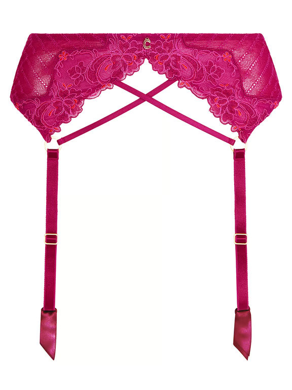 Cabaret Savage Lace Garter Belt Ruby Multico - 1
