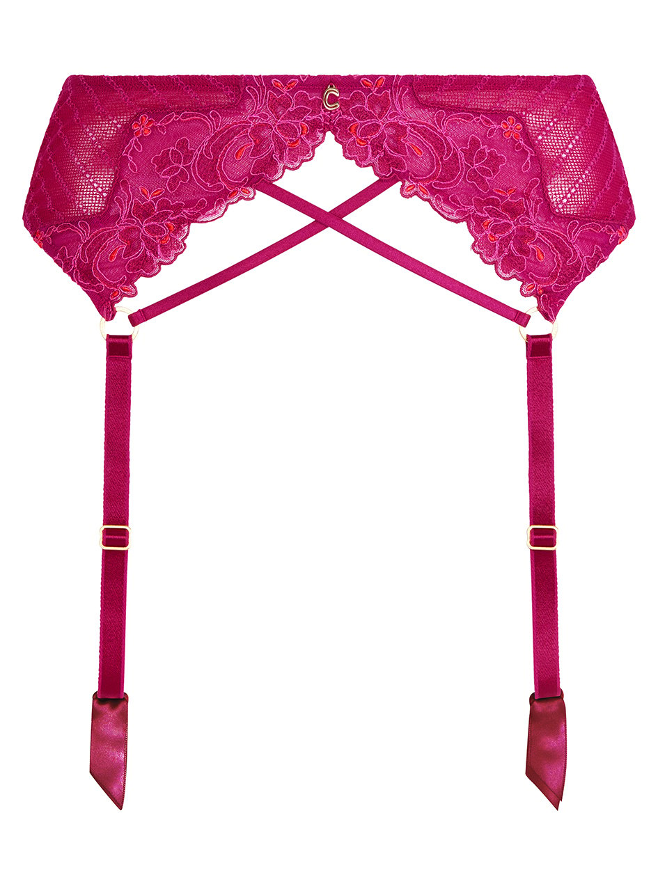 Cabaret Savage Lace Garter Belt Ruby Multico