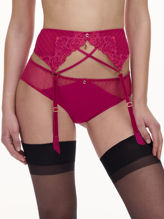 Cabaret Savage Lace Garter Belt Ruby Multico - 0