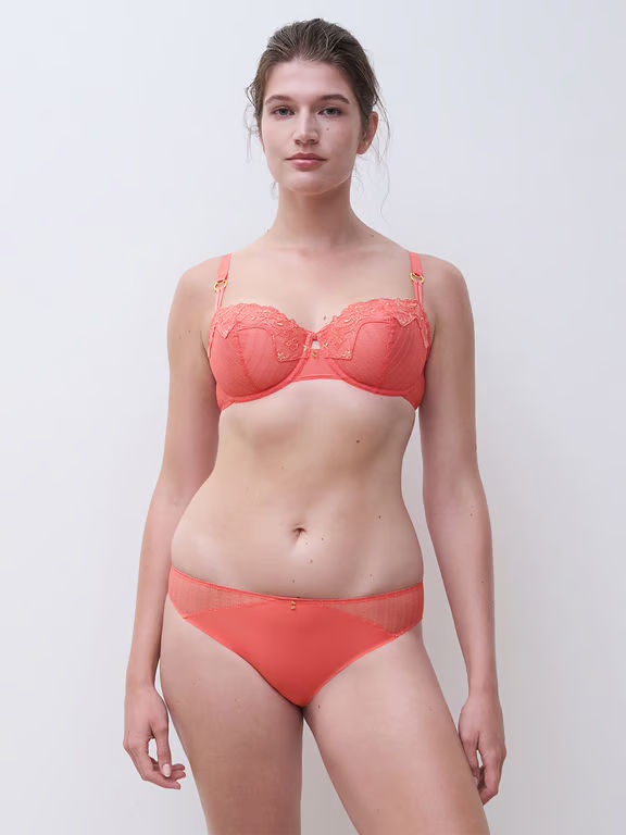 Cabaret Sauvage Lace Unlined Demi Bra Coral - 5