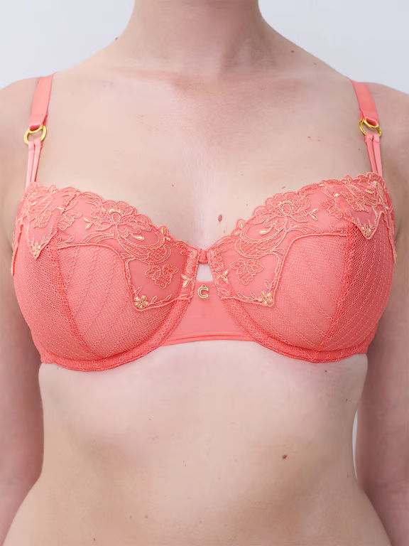 Cabaret Sauvage Lace Unlined Demi Bra Coral - 4