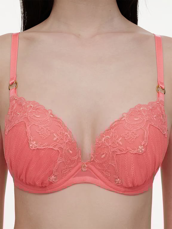 Cabaret Sauvage Lace Push-Up Bra Coral - 4