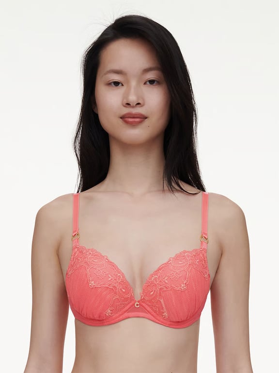 Cabaret Sauvage Lace Push-Up Bra Coral - 0