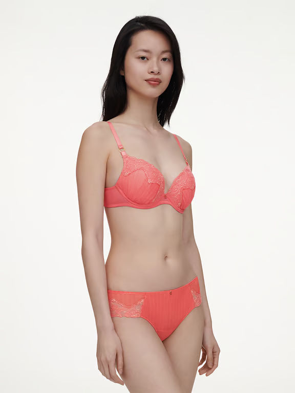 Cabaret Sauvage Lace Push-Up Bra Coral - 3