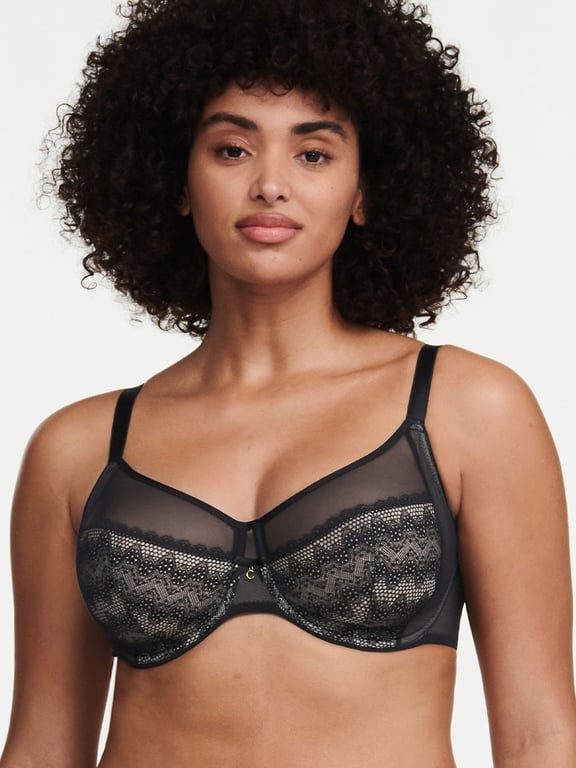 Moda-Underwear:Orangerie Dream Full Coverage Underwire Bra by Chantelle-black-36/F  (80-36 - Black - F) - C17Q10-020-80F