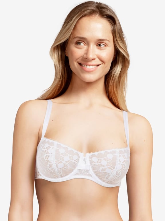 Day to Night Lace Unlined Demi Bra White - 1