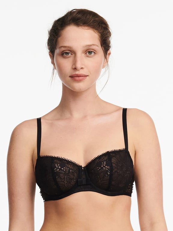 Day to Night Lace Unlined Demi Bra Black - 1