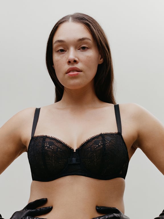 Day to Night Lace Unlined Demi Bra Black