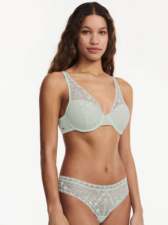 Day to Night Lace Lightweight Plunge Bra Green Lily - 1