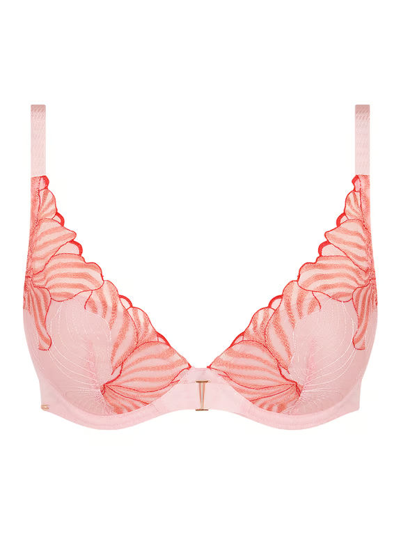 Legend Lace Plunge Contour Bra Waterlily Pink/Coral - 1