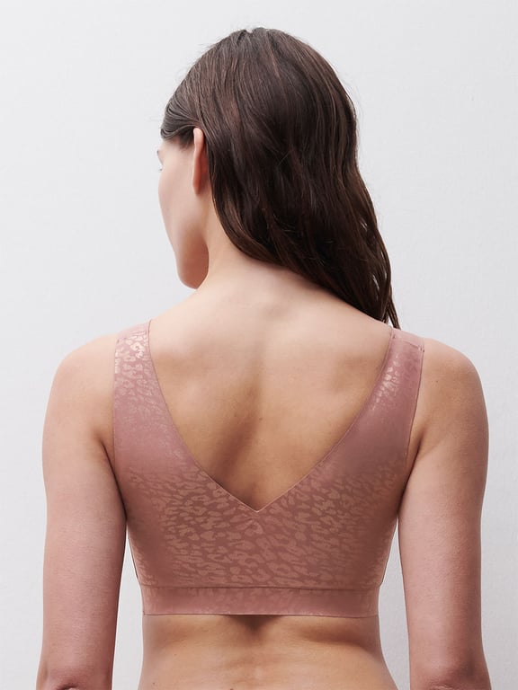Softstretch Padded V-Neck Bra Top Pink Leo Shimmer - 3