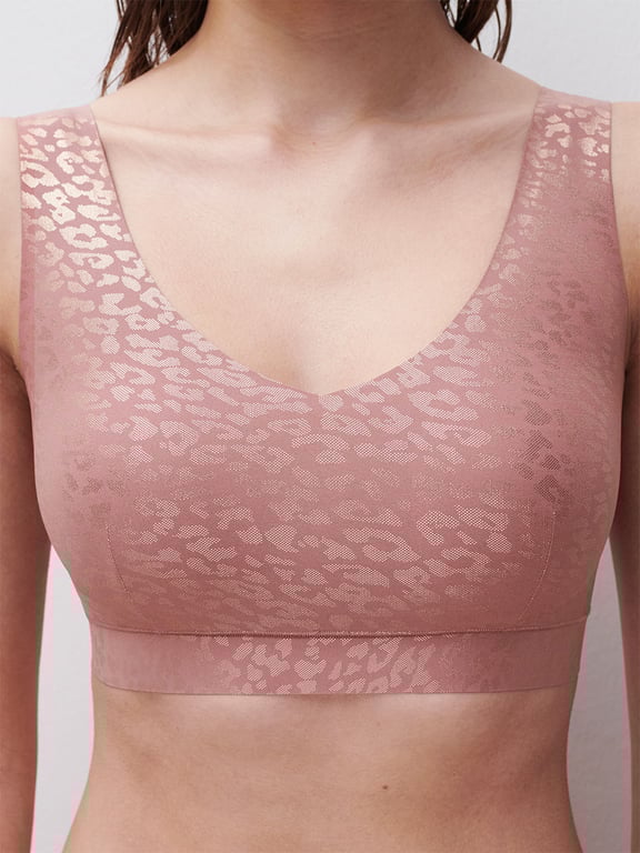 Softstretch Padded V-Neck Bra Top Pink Leo Shimmer - 4