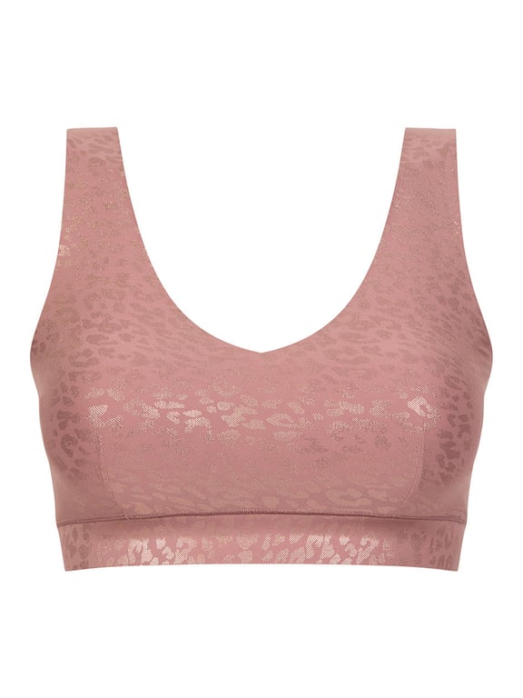 Softstretch Padded V-Neck Bra Top Pink Leo Shimmer - 1