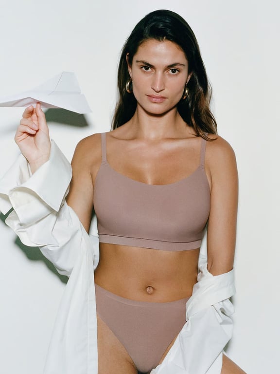 SoftStretch Scoop Padded Bralette Coffee Latte Nude - 0