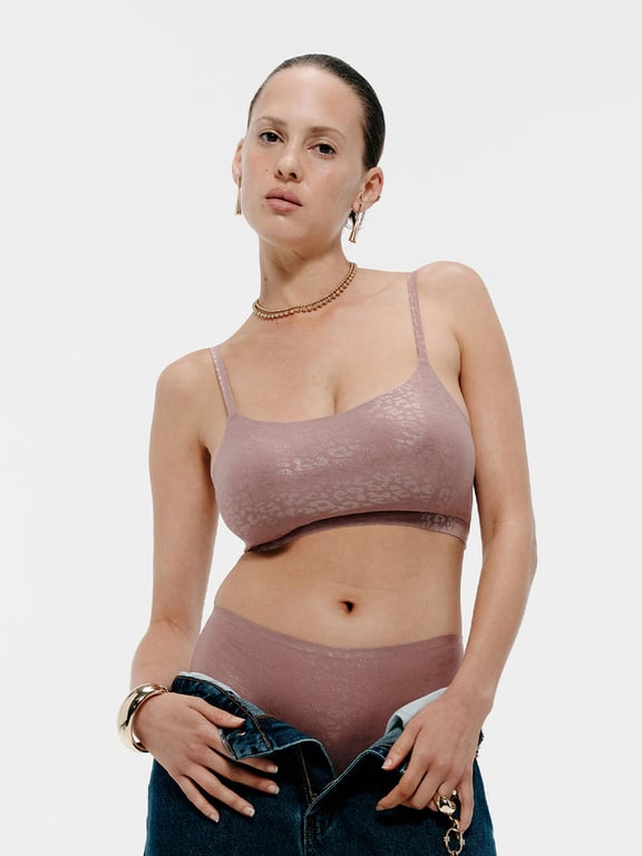 Softstretch Scoop Padded Bralette Pink Leo Shimmer - 0