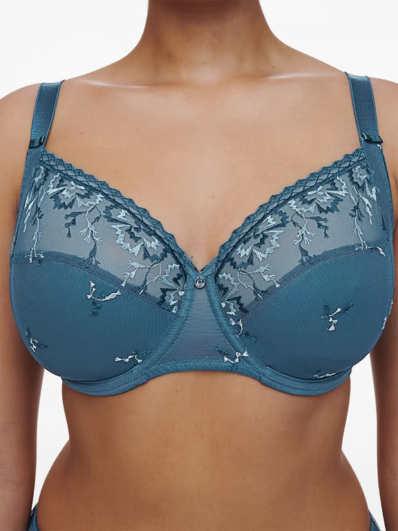 Every Curve Lace Full Coverage Unlined Bra Jeans Blue Shades - 3