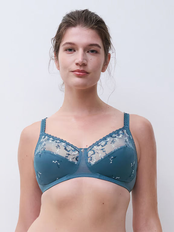 Every Curve Lace Full Coverage Wireless Bra Jeans Blue Shades - 0