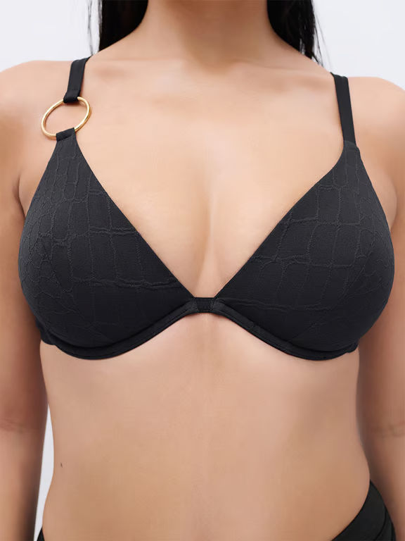 Eclipse Plunge Underwire Swim Top Black - 6