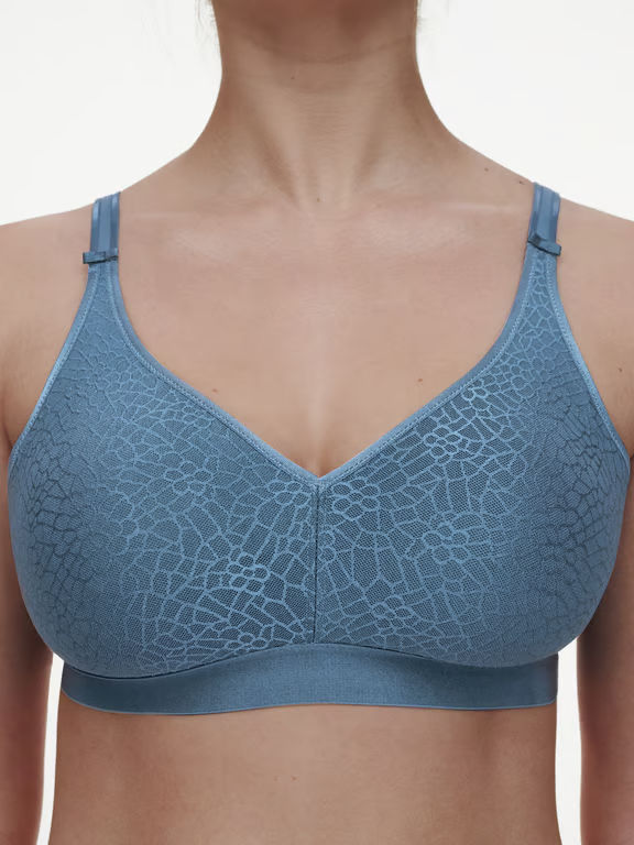 C Magnifique Seamless Full Support Wireless Bra Jeans Blue - 3