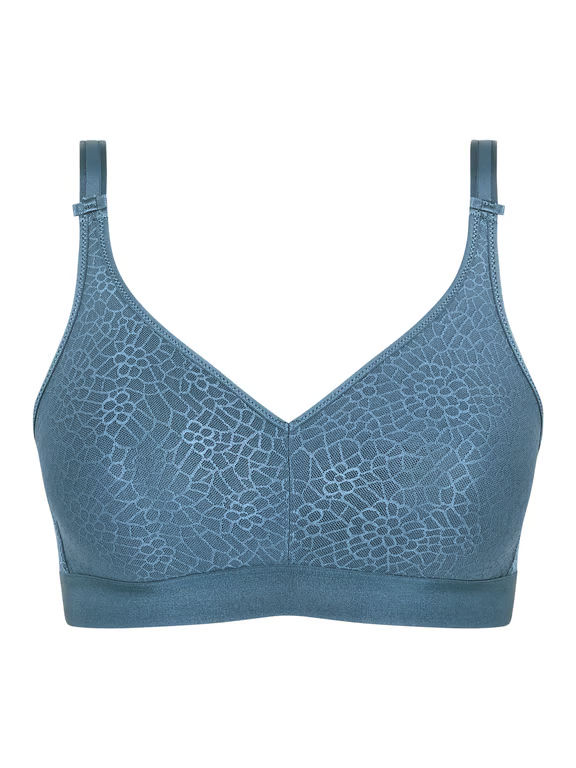 C Magnifique Seamless Full Support Wireless Bra Jeans Blue - 1