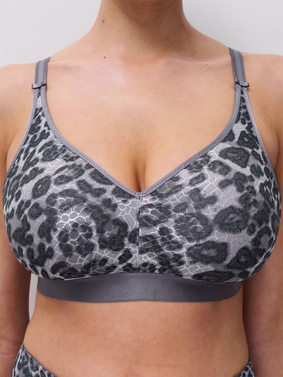 C Magnifique Seamless Full Support Wireless Bra Grey Leopard - 2
