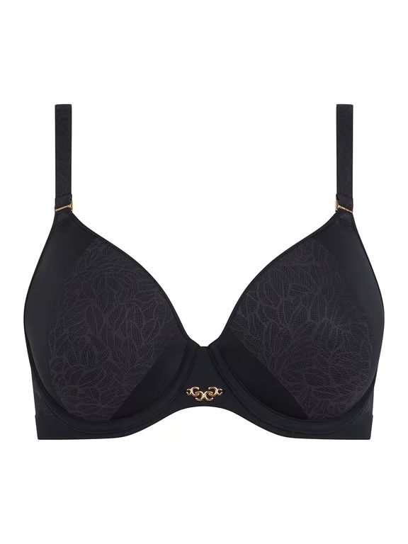 Pure Lace Smooth Lightweight T-Shirt Bra Black - 1