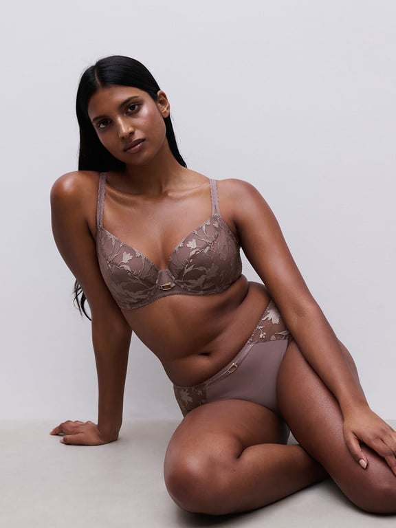 Chantelle | Idyll - Idyll Lace Unlined Plunge Bra Nutmeg - 1